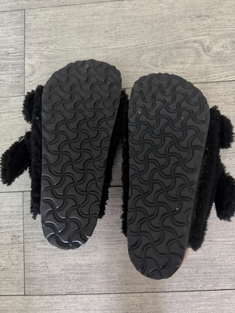 Womens Birkenstock Arizona Sherling & Big Buckle Lot 37 6.5 7 Black & Navy - Picture 3 of 7